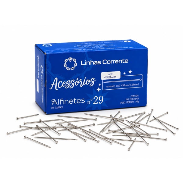 Alfinete de Cabeça Nº29 Corrente Caixa C/700und