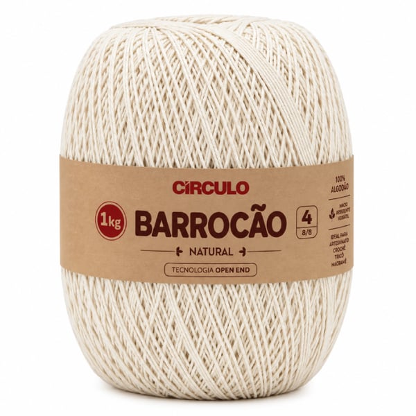 Barbante Barrocão Natural 1Kg Nº4 8/8 1694 Metros
