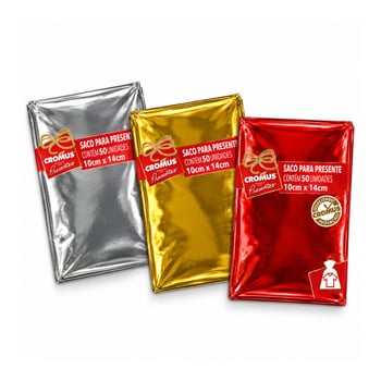 Saco Para Presente Metalizado Cromus 10cmx14cm