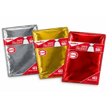 Saco Para Presente Metalizado Cromus 20cmx29cm
