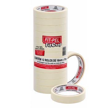 Fita Crepe Fit-pel 18mmx10mt Pacote C/12 Rolos